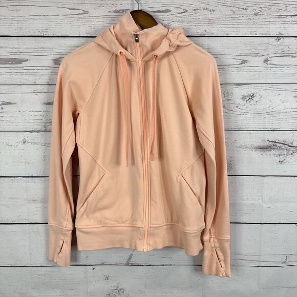 Athleta Sweatshirt Womens Medium Orange Triumph Sweater Athleisure Zip Jacket - Picture 1 of 12